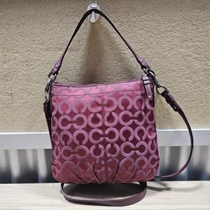 Coach Maroon Patterned Shoulder/Crossbody Bag
